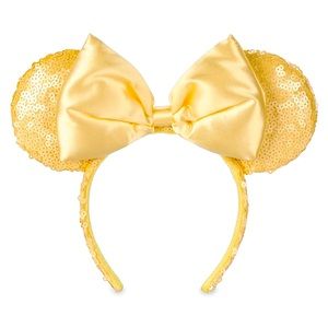 Minnie Mouse Ear Headband with Bow – Yellow Sequins